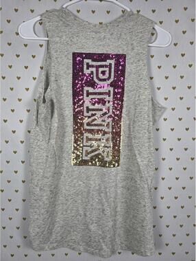 Victorias Secret PINK Gradient Bling Sequined Tank Top XS Grey